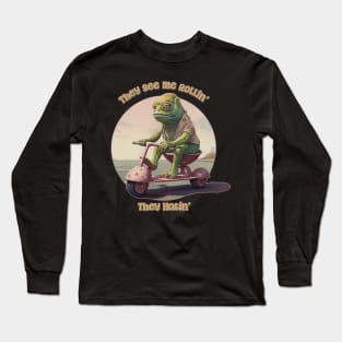 They See Me Rollin', They Hatin' Funny Scooter Lizard Long Sleeve T-Shirt